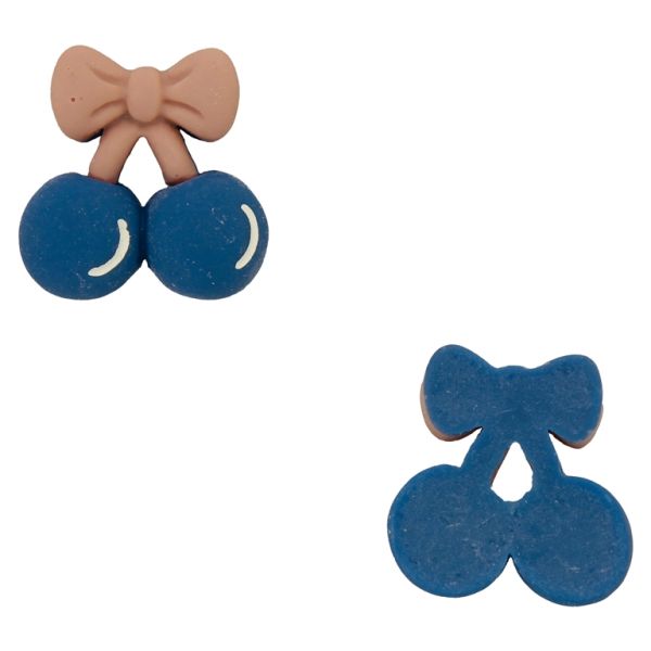 PLASTIC BEADS - RESIN 3D - FOR GLUING - CHERRIES 10 - 24x24x8mm BLUE (DARK)-ROSE DUST-WHITE - PACKAGE 30pcs.