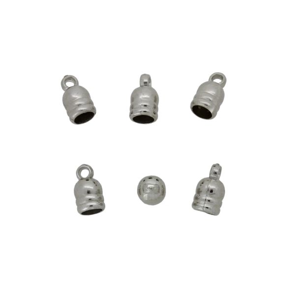 METAL PLATED PLASTIC / CCB PENDANTS - HALF-OVAL END WITH STRIPED EDGES 01 - 5.5x10mm (Internal hole-4mm) NICKEL - PACKAGE 250g Hole-1.6mm (2480pcs.)