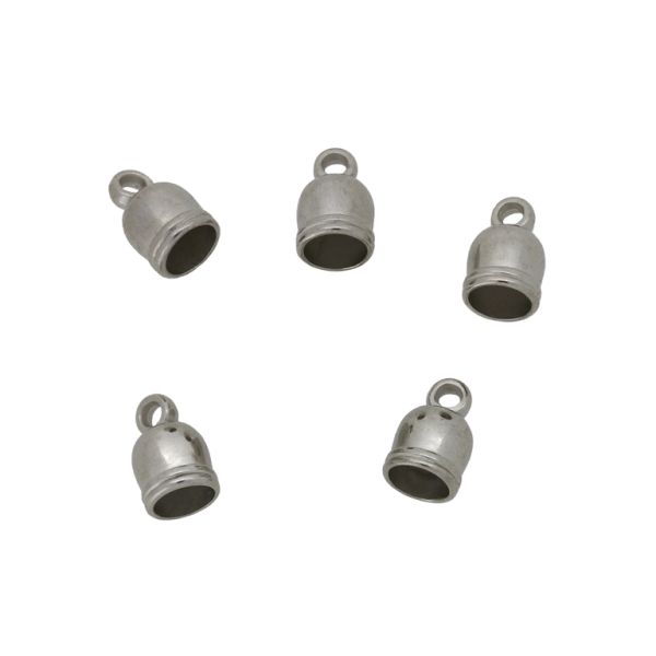 METAL PLATED PLASTIC / CCB PENDANTS - HALF-OVAL END WITH STRIPED EDGES 02 - 7x11mm (Internal hole-5.5mm) NICKEL - 50g Hole-1.8mm (285pcs.)