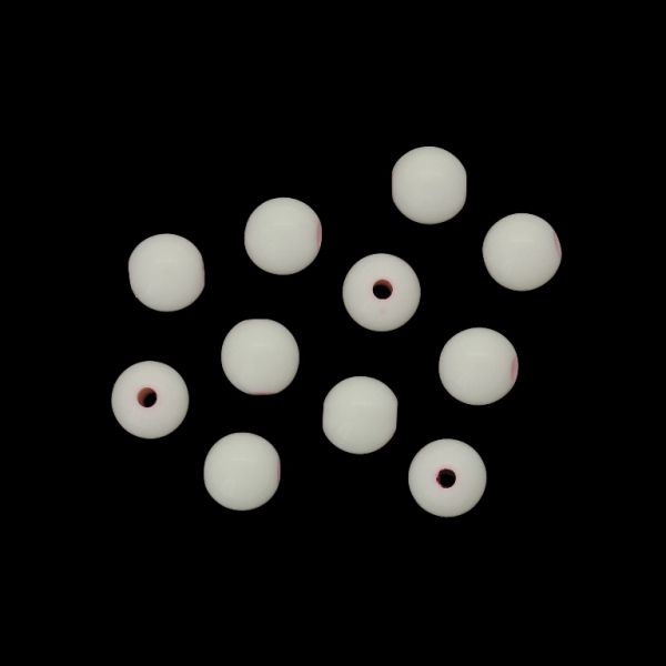 OPAQUE PLASTIC BEADS - BALL - 8mm WHITE 053 - 50g Hole-1.8mm (183pcs.)