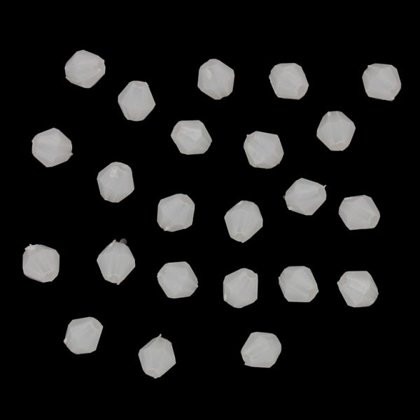 TRANSPARENT PLASTIC BEADS WITH COATING - UV - BICONES 01 - 4x4mm WHITE - PACKAGE 500g Hole-1.4mm (20150pcs.)