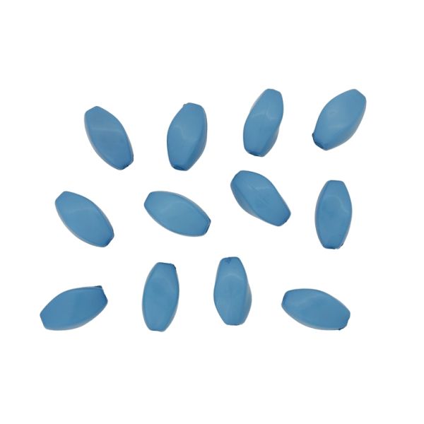 OPAQUE PLASTIC BEADS - ELLIPSE IRREGULAR - 14x7mm BLUE - 50g Hole-1.8mm (95pcs.)