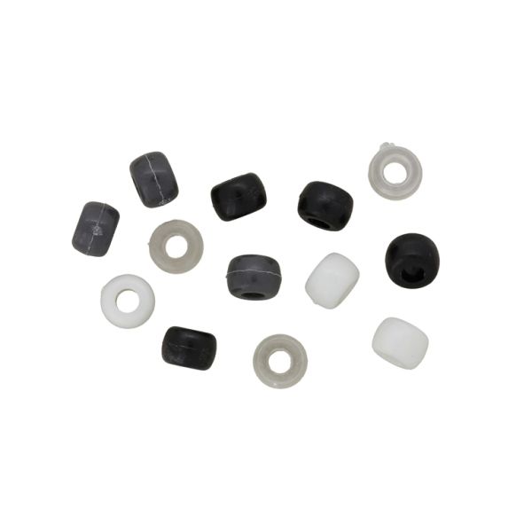 OPAQUE PLASTIC BEADS - CYLINDER 01 - 6x9mm MIX 035 WITH TRANSPARENT WHITE - 50g Hole-4.0mm (180pcs.)