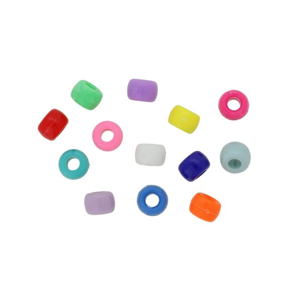 OPAQUE PLASTIC BEADS - CYLINDER 01 - 6x9mm MIX 036 WITH TRANSPARENT RESEDA - PACKAGE 500g Hole-4.0mm (1850pcs.)
