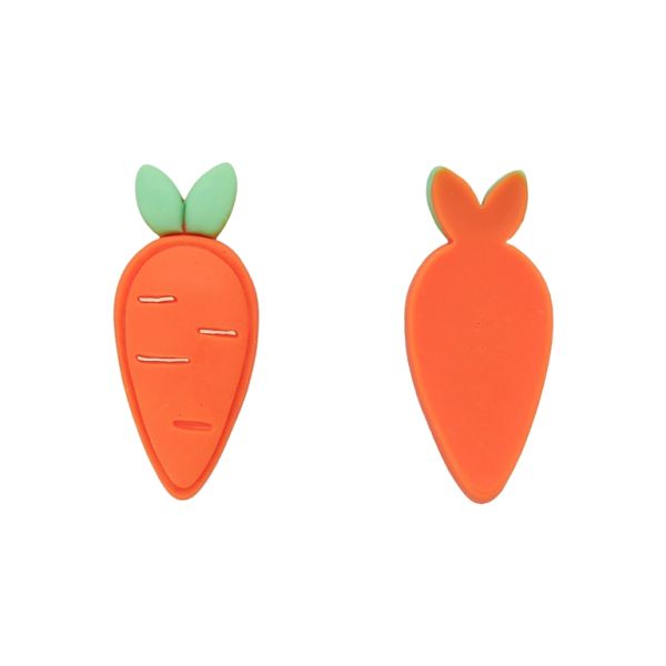 PLASTIC BEADS - RESIN 3D - FOR GLUING - CARROT 09 - 14x32x7mm ORANGE-WHITE-GREEN (LIGHT) - PACKAGE 30pcs.