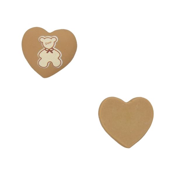 PLASTIC BEADS - RESIN 3D - FOR GLUING - HEART 25 BEAR - 20x18x7mm BROWN (LIGHT) AND ECRU - PACKAGE 30pcs.