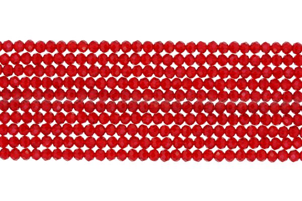 GLASS BEADS - FACETED RONDELLE CRYSTALS - 3x2mm - TRANSPARENT - RED 033 - PACKAGE (10x126pcs.) Hole-0.8mm