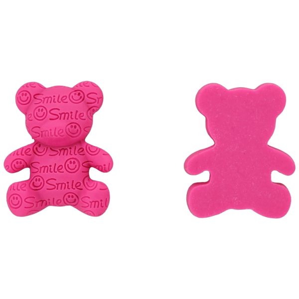 PLASTIC BEADS - RESIN 3D - FOR GLUING - BEAR 70 SMILE - 31x38x10mm CYCLAMEN - PACKAGE 20pcs.