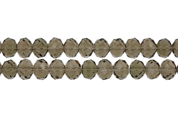 GLASS BEADS - FACETED RONDELLE CRYSTALS - 12x9mm - TRANSPARENT - GRAY 018 - STRING (72pcs.) Hole-1.8mm