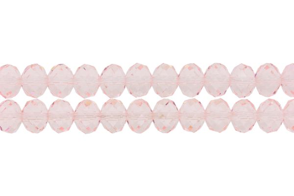 GLASS BEADS - FACETED RONDELLE CRYSTALS - 12x9mm - TRANSPARENT - PINK (LIGHT) 030 - PACKAGE (2x72pcs.) Hole-1.8mm