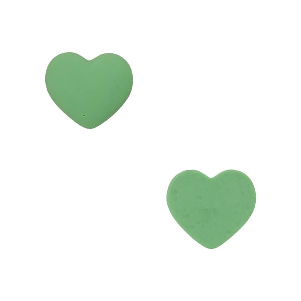 PLASTIC BEADS - RESIN 3D - FOR GLUING - HEART 17 - 22x19x7mm GREEN (DARK) - PACKAGE 40pcs.