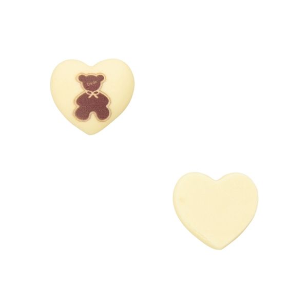 PLASTIC BEADS - RESIN 3D - FOR GLUING - HEART 25 BEAR - 20x18x7mm ECRU AND BROWN - PACKAGE 30pcs.