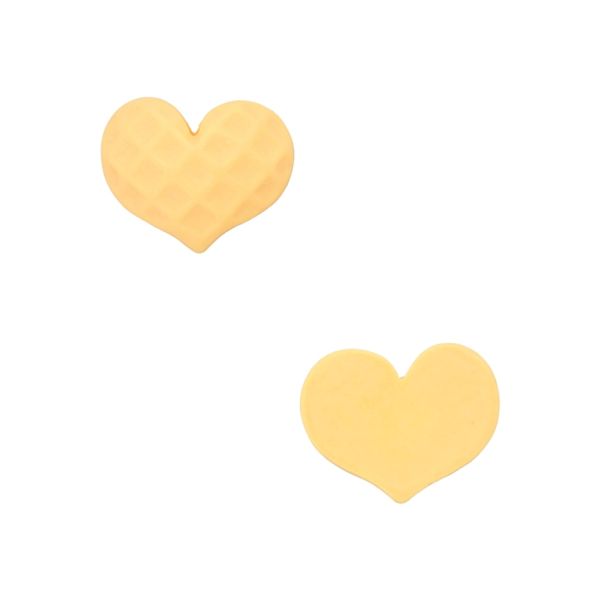 PLASTIC BEADS - RESIN 3D - FOR GLUING - HEART 26 CORRUGATED - 24x19x8mm YELLOW (LIGHT) - PACKAGE 40pcs.