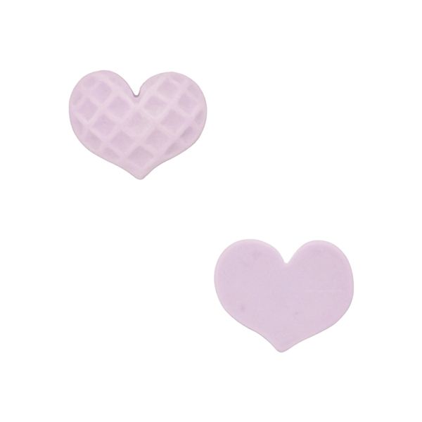 PLASTIC BEADS - RESIN 3D - FOR GLUING - HEART 26 CORRUGATED - 24x19x8mm PURPLE (LIGHT) - PACKAGE 40pcs.