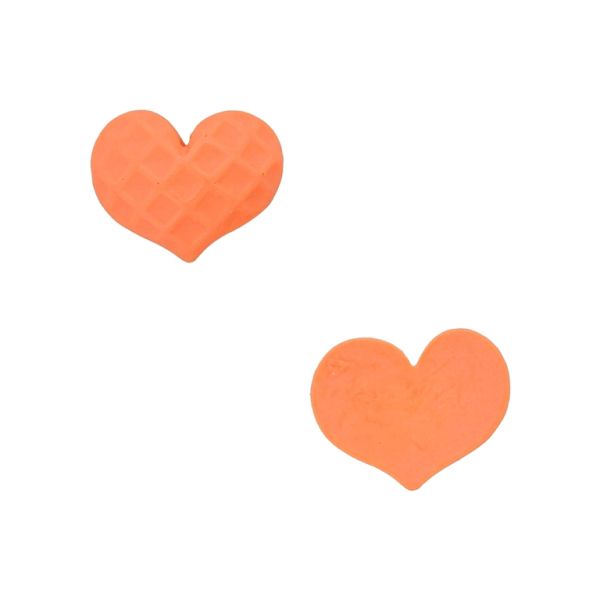 PLASTIC BEADS - RESIN 3D - FOR GLUING - HEART 26 CORRUGATED - 24x19x8mm ORANGE (LIGHT) - PACKAGE 40pcs.