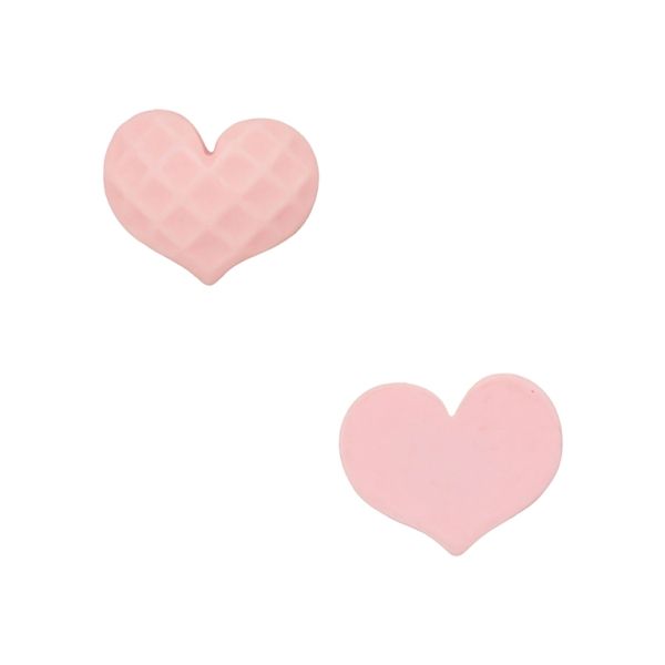 PLASTIC BEADS - RESIN 3D - FOR GLUING - HEART 26 CORRUGATED - 24x19x8mm PINK - PACKAGE 40pcs.