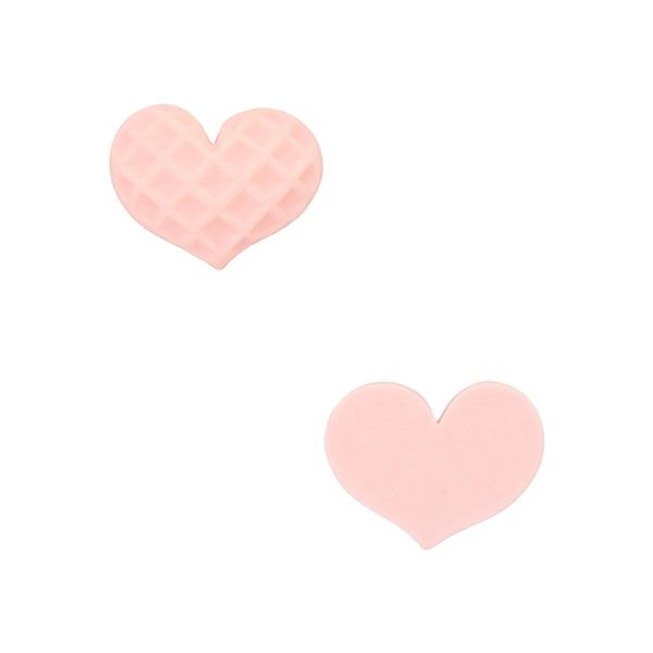 PLASTIC BEADS - RESIN 3D - FOR GLUING - HEART 26 CORRUGATED - 24x19x8mm PINK (LIGHT) - PACKAGE 40pcs.