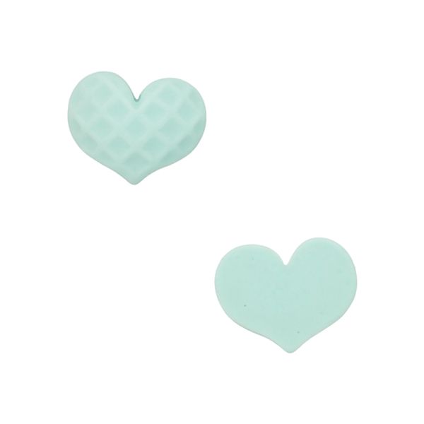 PLASTIC BEADS - RESIN 3D - FOR GLUING - HEART 26 CORRUGATED - 24x19x8mm BLUE (LIGHT) - PACKAGE 40pcs.