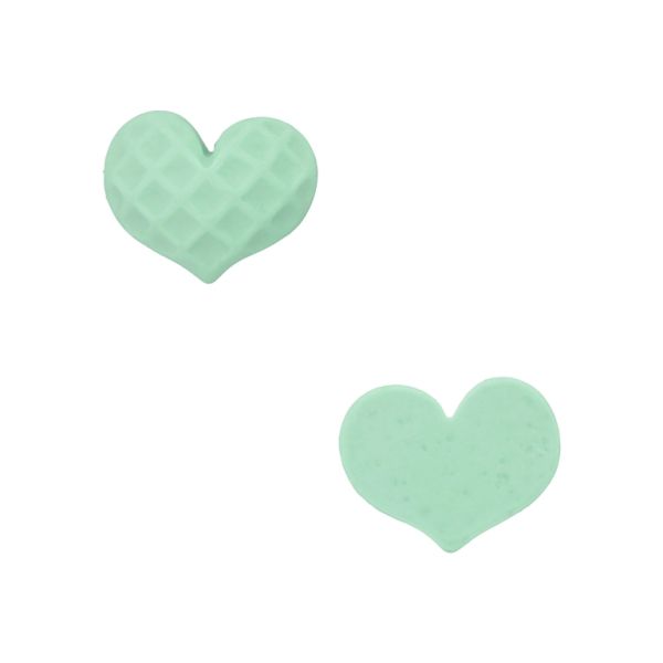 PLASTIC BEADS - RESIN 3D - FOR GLUING - HEART 26 CORRUGATED - 24x19x8mm TURQUOISE GREEN (LIGHT) - PACKAGE 40pcs.