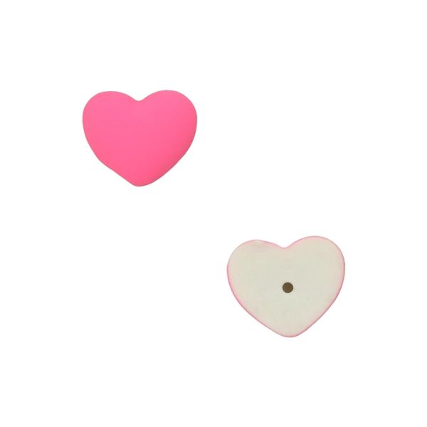 PLASTIC BEADS - RESIN 3D - FOR GLUING - HEART 15 - 20x17x7mm CYCLAMEN - PACKAGE 40pcs.