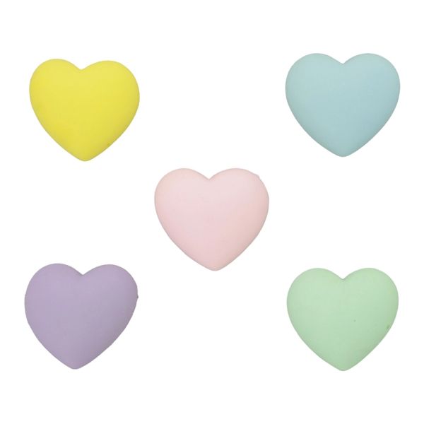 PLASTIC BEADS - RESIN 3D - FOR GLUING - HEART 17 - 19x18x7mm MIX (LIGHT) - PACKAGE 40pcs.