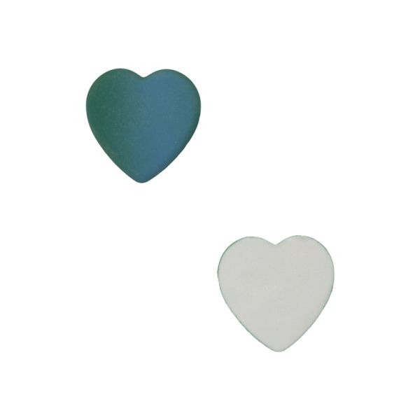 PLASTIC BEADS - RESIN 3D - FOR GLUING - HEART 16 - 24x24x4mm GREEN (DARK) AND PETROLEUM BLUE - PACKAGE 40pcs.