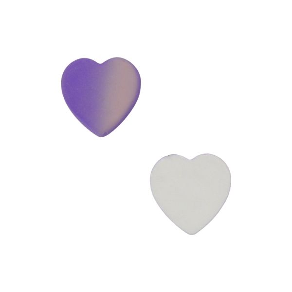 PLASTIC BEADS - RESIN 3D - FOR GLUING - HEART 16 - 24x24x4mm PURPLE AND ROSE DUST - PACKAGE 40pcs.