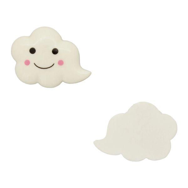 PLASTIC BEADS - RESIN 3D - FOR GLUING - CLOUD 03 - 35x26x5mm WHITE-PINK-BLACK - PACKAGE 40pcs.