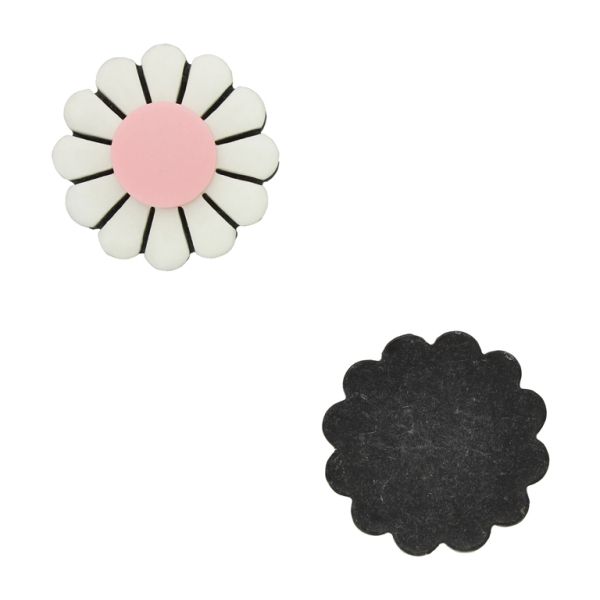 PLASTIC BEADS - RESIN 3D - FOR GLUING - FLOWER 45 - 29x7mm WHITE-PINK-BLACK - PACKAGE 40pcs.
