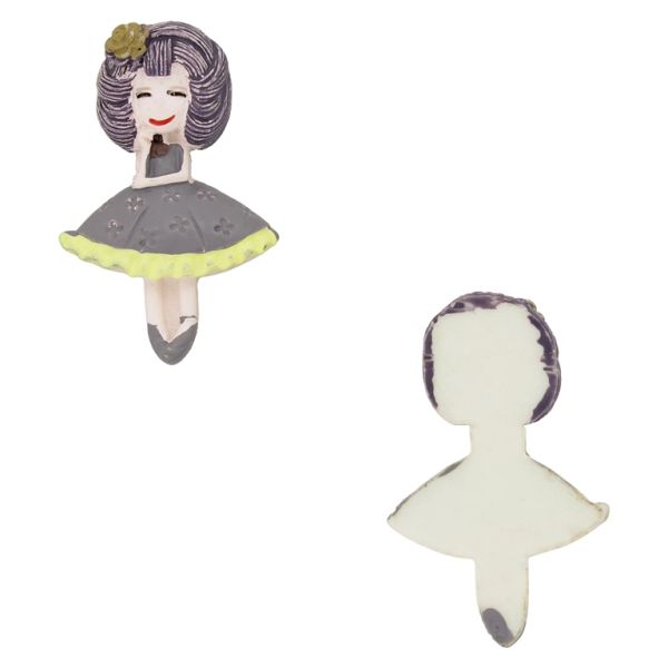 PLASTIC BEADS - RESIN 3D - FOR GLUING - GIRL 55 - 26x41x8mm PINK (LIGHT)-GRAY-YELLOW (LIGHT) - PACKAGE 30pcs.