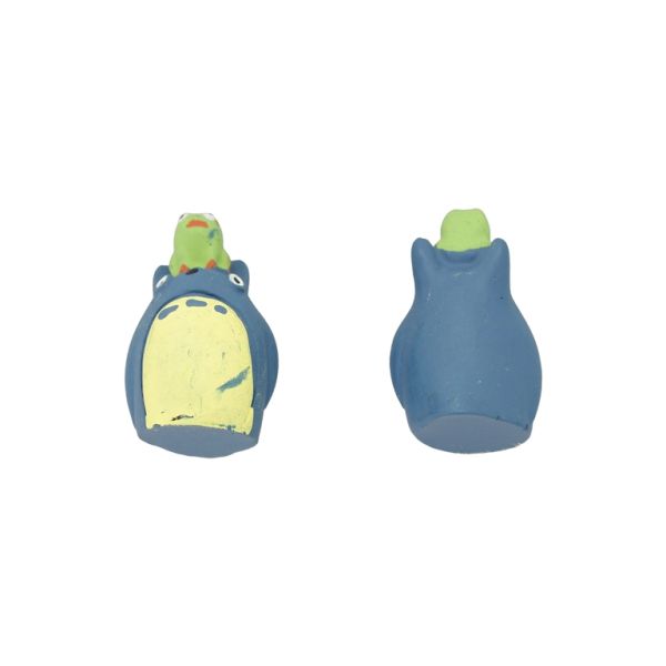 PLASTIC BEADS - RESIN 3D - FOR GLUING - CAT TOTORO 01 WITH FROG - 18x28x19mm BLUE (DARK)-YELLOW (LIGHT)-GREEN - SECOND-RATE - PACKAGE 20pcs.