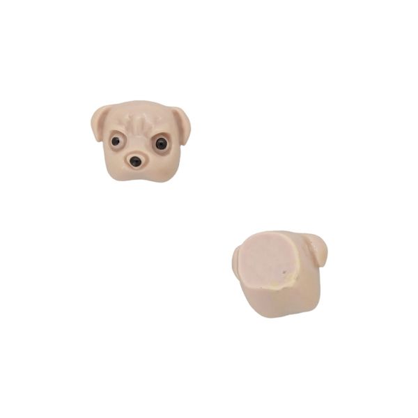 PLASTIC BEADS - RESIN 3D - FOR GLUING - DOG 36 - 18x15x17mm BEIGE AND BLACK - PACKAGE 20pcs.
