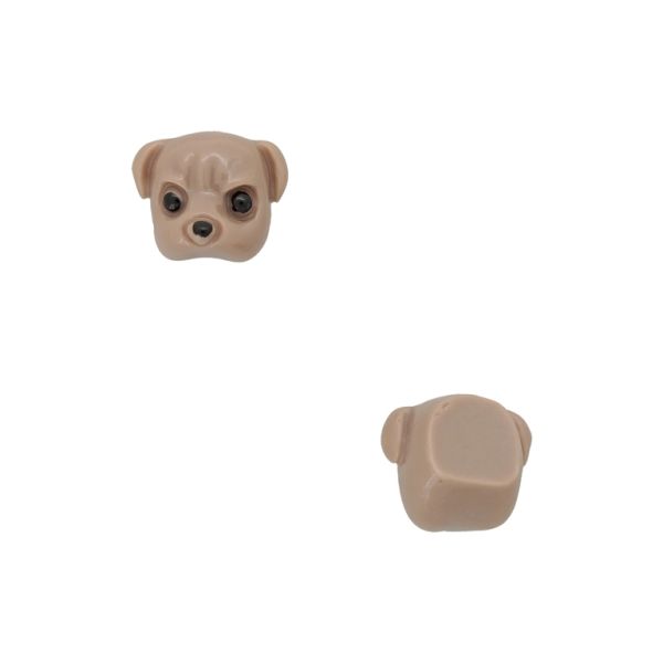 PLASTIC BEADS - RESIN 3D - FOR GLUING - DOG 36 - 18x15x17mm BROWN (LIGHT) AND BLACK - PACKAGE 20pcs.