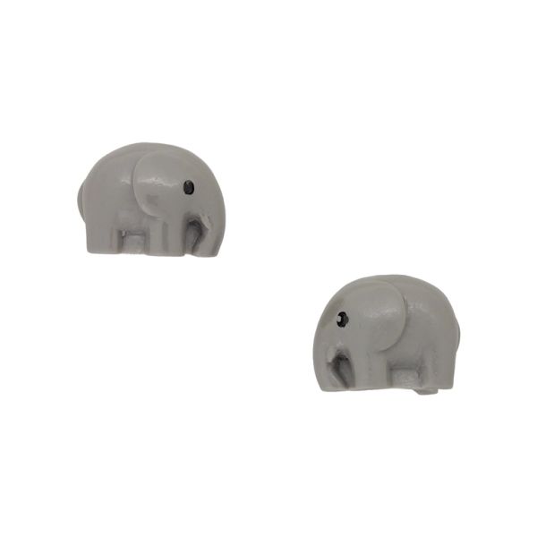 PLASTIC BEADS - RESIN 3D - FOR GLUING - ELEPHANT 01 - 22x17x16mm GRAY AND BLACK - PACKAGE 20pcs.