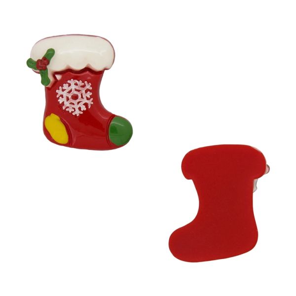 PLASTIC BEADS - RESIN 3D - FOR GLUING - CHRISTMAS SOCKS 08 - 20x27x7mm RED-WHITE-GREEN-YELLOW - PACKAGE 30pcs.