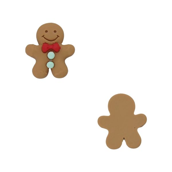 PLASTIC BEADS - RESIN 3D - FOR GLUING - CHRISTMAS COOKIE 04 - 20x22x6mm BROWN (LIGHT)-RED-TURQUOISE - PACKAGE 30pcs.