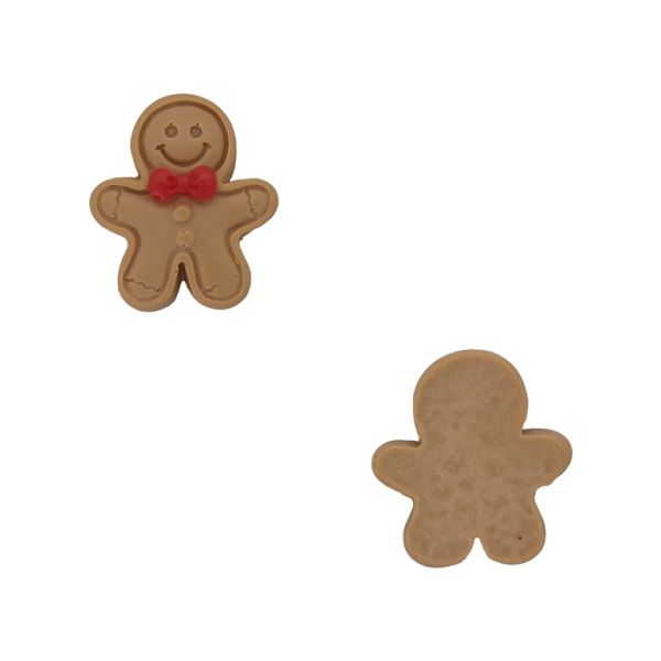 PLASTIC BEADS - RESIN 3D - FOR GLUING - CHRISTMAS COOKIE 05 - 20x22x6mm BROWN AND RED (DARK) - PACKAGE 30pcs.