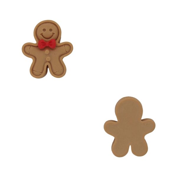 PLASTIC BEADS - RESIN 3D - FOR GLUING - CHRISTMAS COOKIE 05 - 20x23x6mm BROWN AND RED - PACKAGE 30pcs.