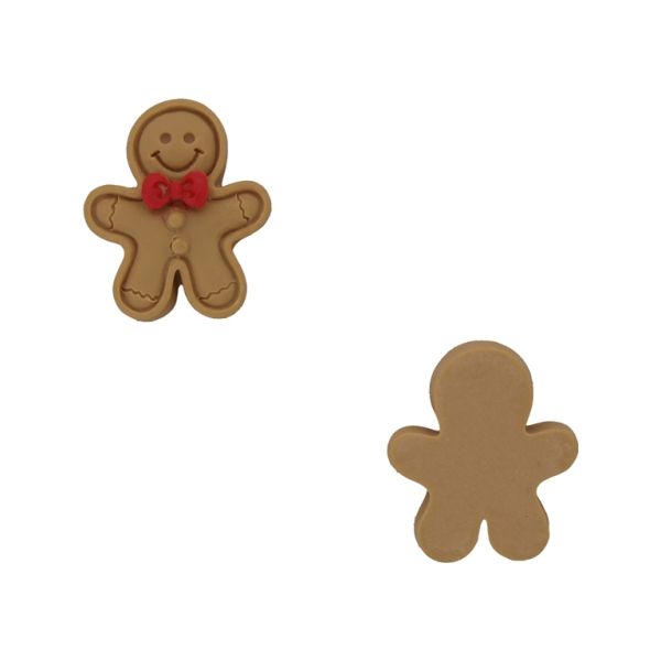PLASTIC BEADS - RESIN 3D - FOR GLUING - CHRISTMAS COOKIE 05 - 20x23x6mm BROWN (LIGHT) AND RED - PACKAGE 30pcs.