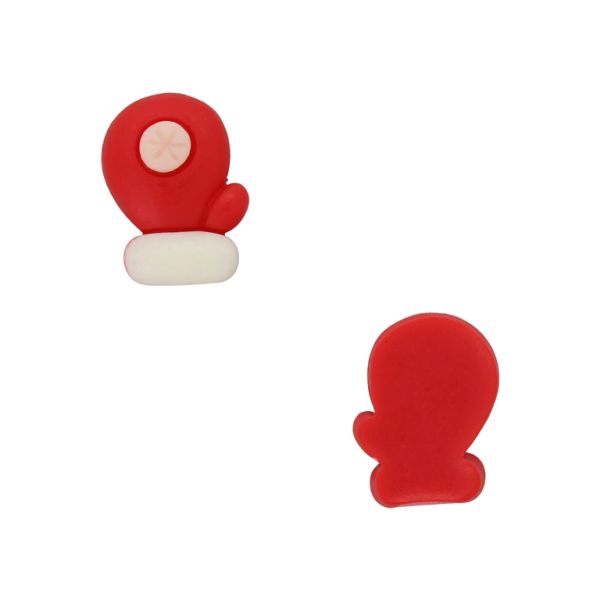PLASTIC BEADS - RESIN 3D - FOR GLUING - CHRISTMAS GLOVE 05 - 17x21x9mm RED-WHITE-PINK (LIGHT) - PACKAGE 30pcs.
