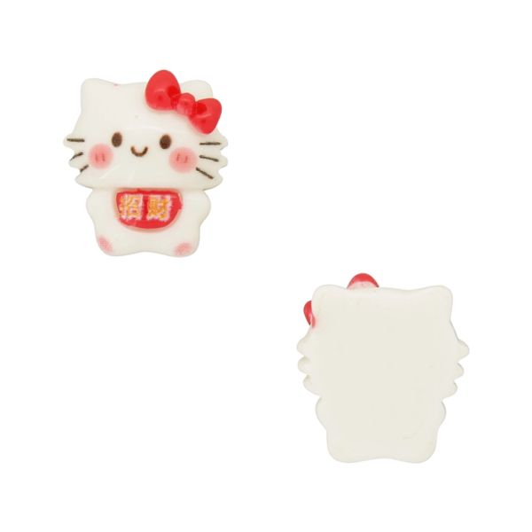 PLASTIC BEADS - RESIN 3D - FOR GLUING - CAT 18 - 21x23x8mm WHITE-RED-PINK - PACKAGE 30pcs.