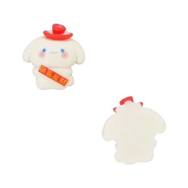 PLASTIC BEADS - RESIN 3D - FOR GLUING - DOG 37 WITH HAT - 22x24x8mm WHITE-RED-BLUE - PACKAGE 30pcs.