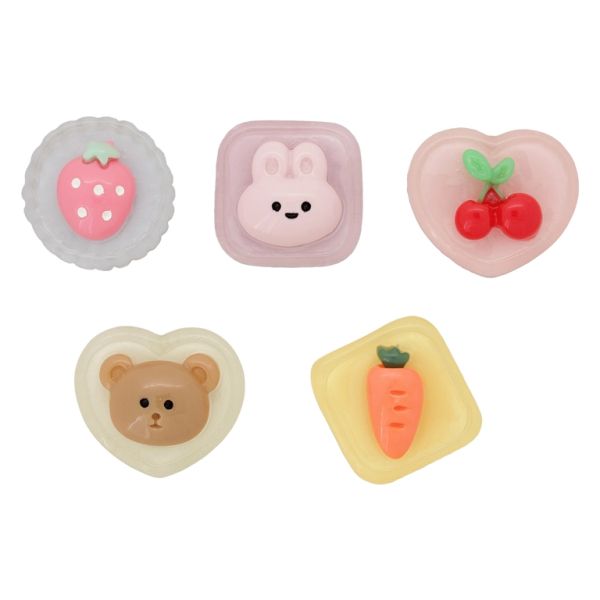 PLASTIC BEADS - RESIN 3D - FOR GLUING - ANIMALS AND FRUITS MIX MODELS 01 - MIX COLORS - PACKAGE 30pcs.