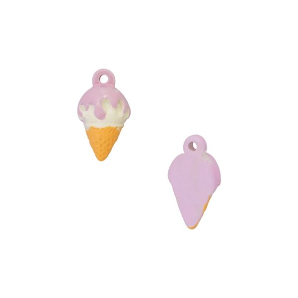 PLASTIC BEADS - RESIN 3D - PENDANT - ICE CREAM 13 - 21x12x8mm PURPLE (LIGHT)-ECRU (LIGHT)-ORANGE - 4pcs. Hole-1.8mm