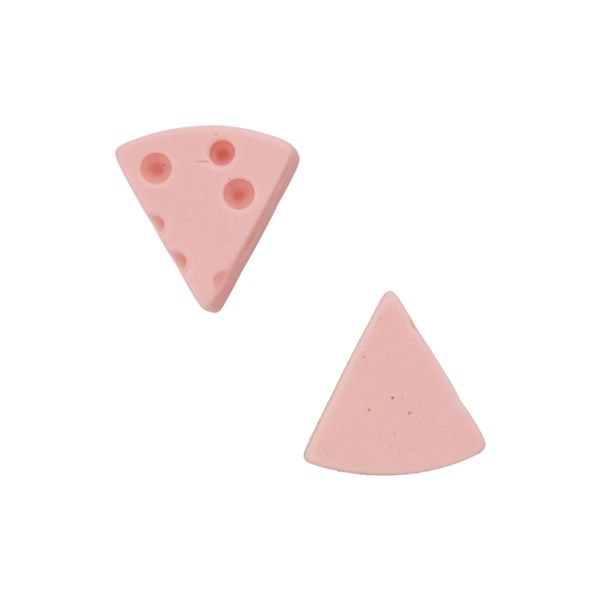 PLASTIC BEADS - RESIN 3D - FOR GLUING - CHEESE 01 SWISS - 20x21x12mm PINK (LIGHT) - PACKAGE 30pcs.