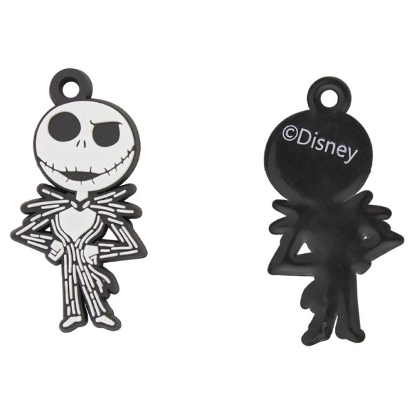 ПЛАСТМАСОВИ МЪНИСТА - ГУМЕНИ 3D - ВИСУЛКА - ДЖАК СКЕЛИНГТЪН 01 СКЕЛЕТ - 50х26х3мм БЯЛО И ЧЕРНО - 6 бр. Отвор-4.0мм
