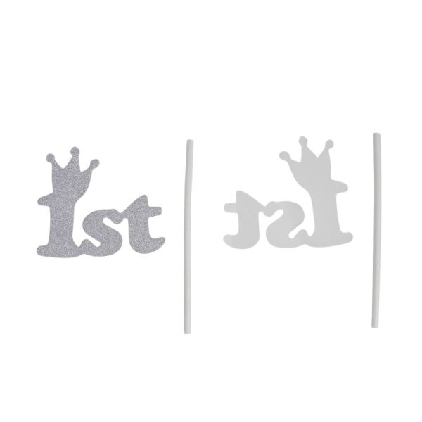 ТОПЕР ОТ КАРТОН - 1ST БРОКАТ - 6.8х6см - СРЕБРИСТО - 1 бр.