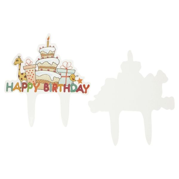 ТОПЕР ОТ КАРТОН - HAPPY BIRTHDAY 15 ЖИРАФ И ТОРТА - МИКС - ПАКЕТ 50 бр.