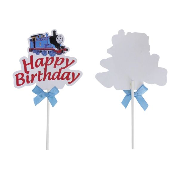 ТОПЕР ОТ КАРТОН - HAPPY BIRTHDAY 20 ЛОКОМОТИВ - 10.5х18см - БЯЛО И МИКС - ПАКЕТ 12 бр.