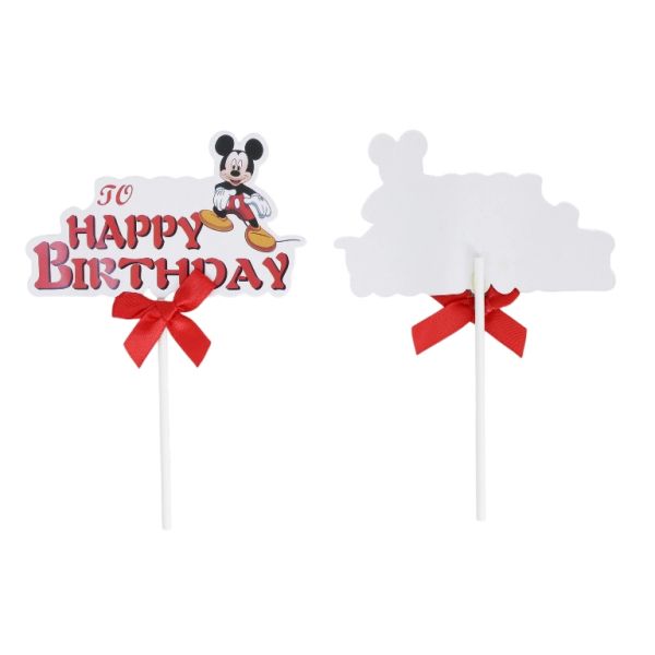 ТОПЕР ОТ КАРТОН - HAPPY BIRTHDAY 23 МИКИ - 11х15.5см - ЧЕРВЕНО-БЯЛО-ЧЕРНО - 2 бр.